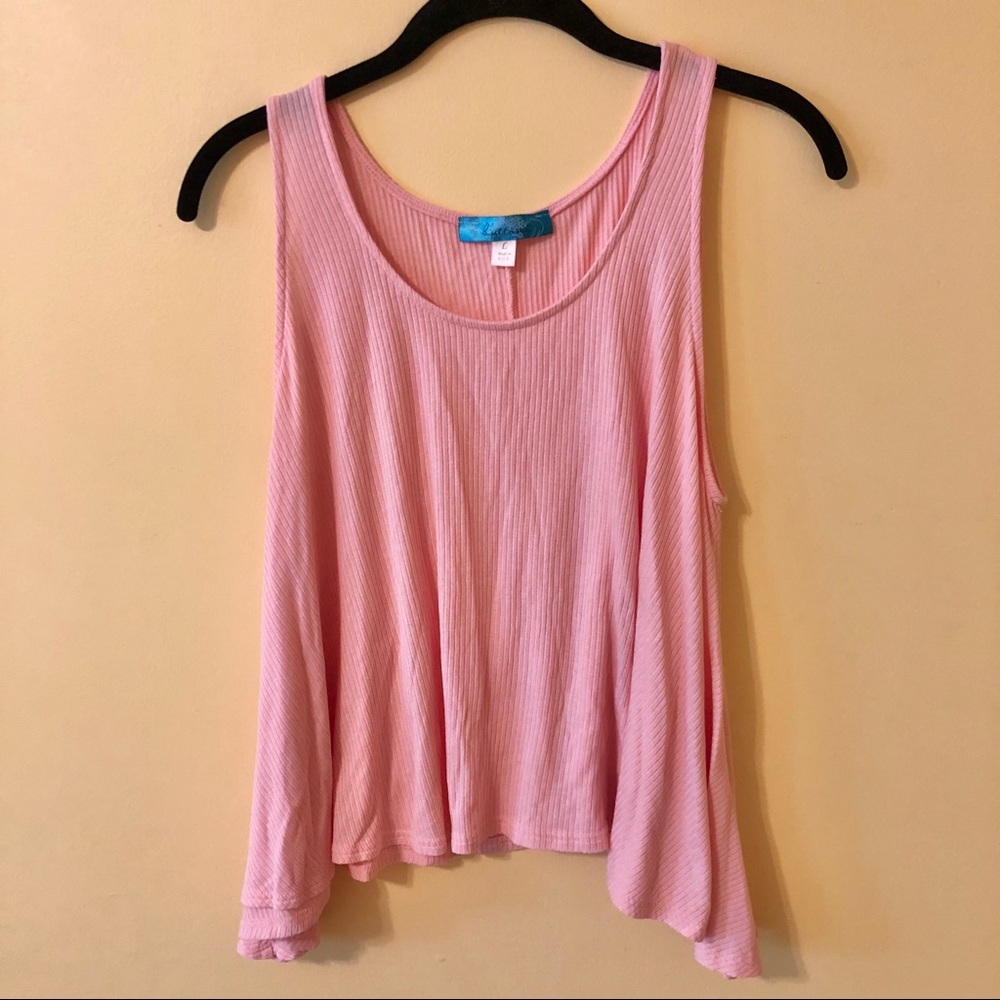 Francesca’s Buttons pink ribbed tank top